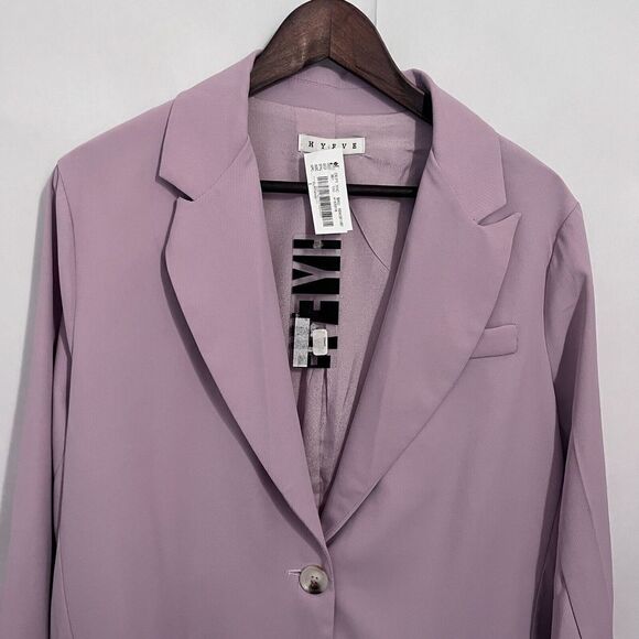 HYFVE Blazer Women Size L Pastel Purple Long Line One Button - Picture 3 of 8